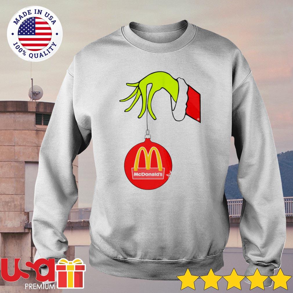 Grinch hand holding Louis Vuitton Ornament shirt, sweater, hoodie