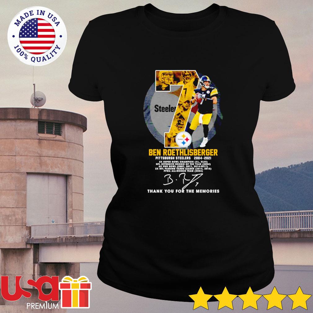 Ben Roethlisberger Pittsburgh Steelers 2004-2021 signatures thank you for  the memories shirt, hoodie, sweater, long sleeve and tank top