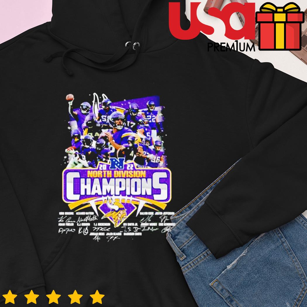 Official Minnesota Vikings 2022 North Division Champions signatures shirt,  hoodie, sweater and long sleeve