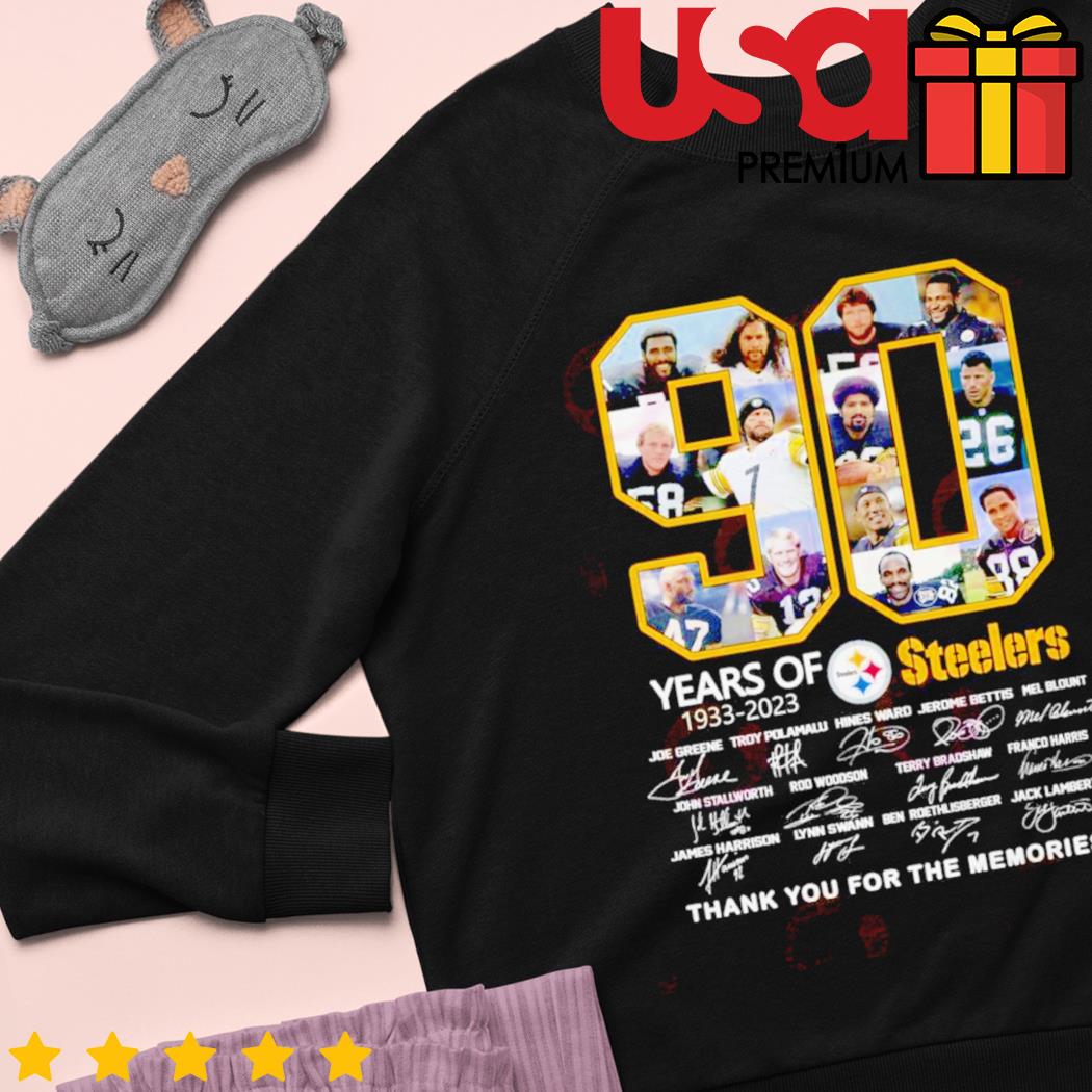 Pittsburgh Steelers 90th Anniversary 1933 - 2023 Thank You For The Memories  T-Shirt - Peanutstee