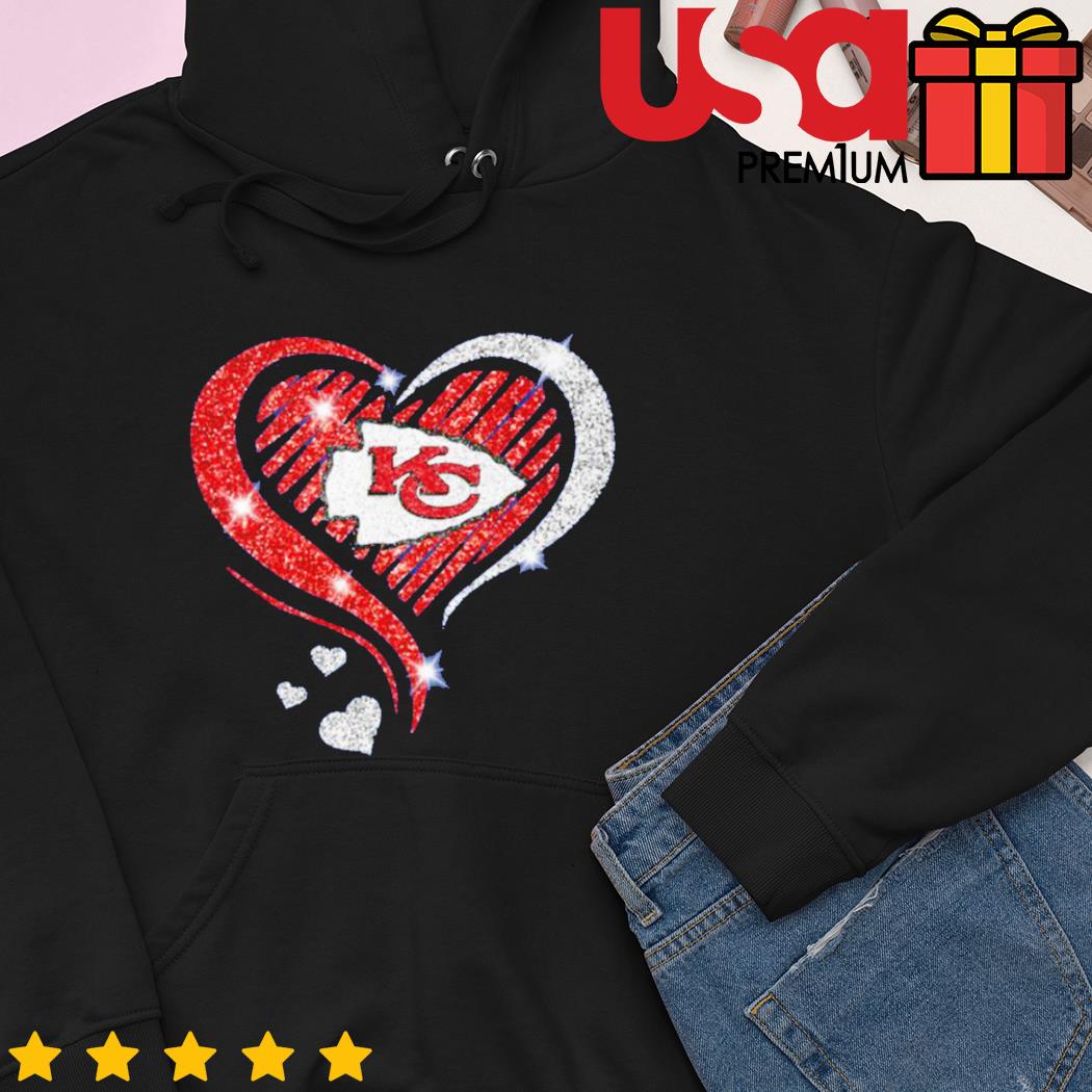 Kansas city Chiefs diamond heart love shirt, hoodie, sweater, long