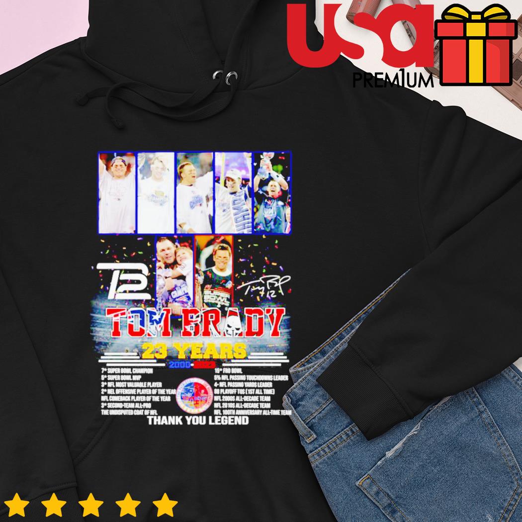 Tom Brady 23 Years 2000-2023 Thank You For The Memories Signature shirt,  hoodie, sweater, long sleeve and tank top