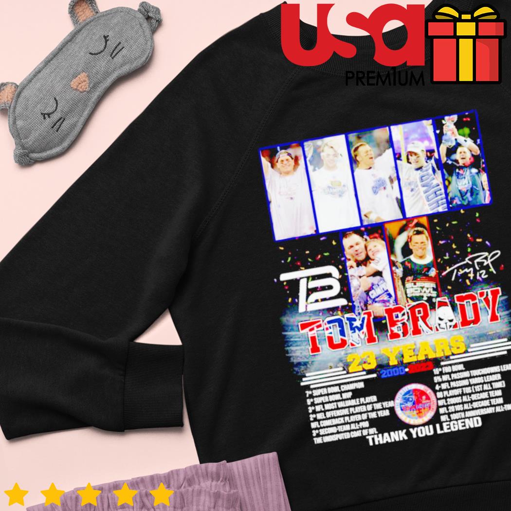 Tom Brady 23 Years 2000-2023 Thank You For The Memories Signature shirt,  hoodie, sweater, long sleeve and tank top