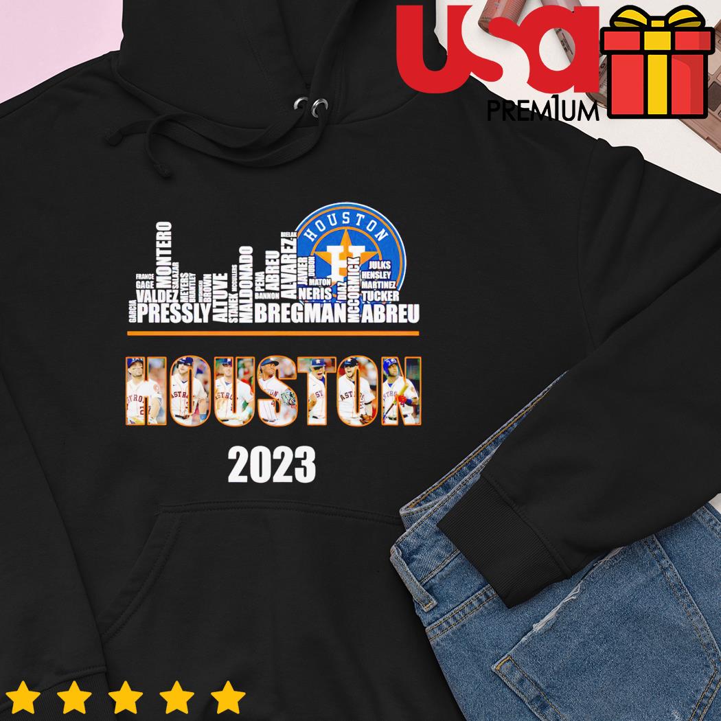 Houston Astros skyline all team 2023 signatures shirt, hoodie