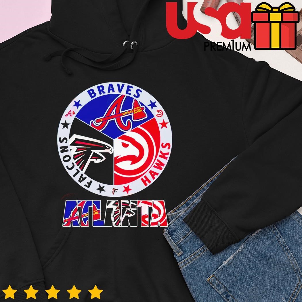 Atlanta Braves Falcons Hawks Atlanta United 4 teams sports circle logo shirt,  hoodie, sweater, long sleeve and tank top