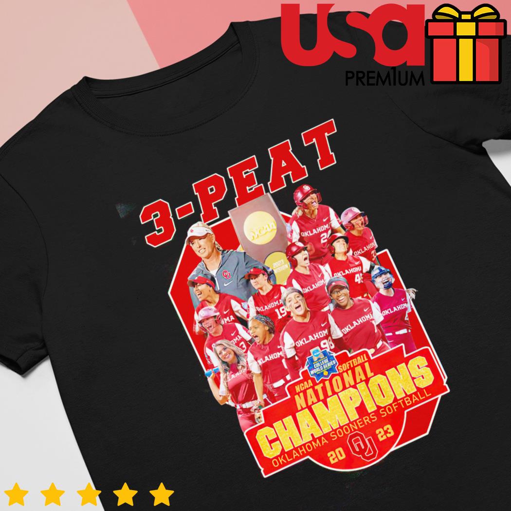 2023 Softball Champions 3 Peat Oklahoma Sooners Red Design Hoodie