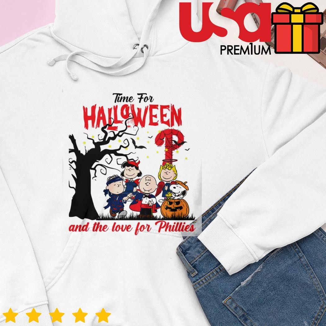 The Peanuts Characters time for Halloween and the love for Philadelphia Phillies  shirt, hoodie, sweater and long sleeve