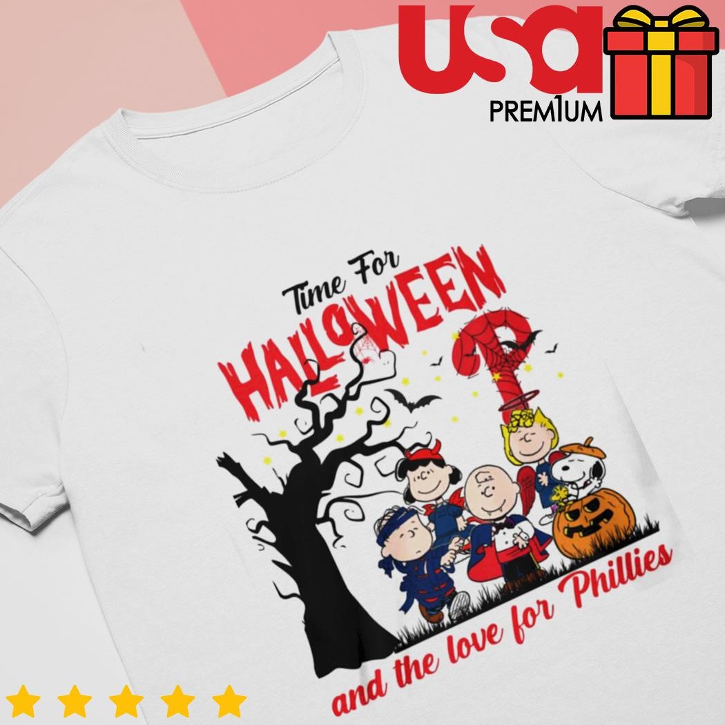 The Peanuts Characters time for Halloween and the love for Philadelphia Phillies  shirt, hoodie, sweater and long sleeve