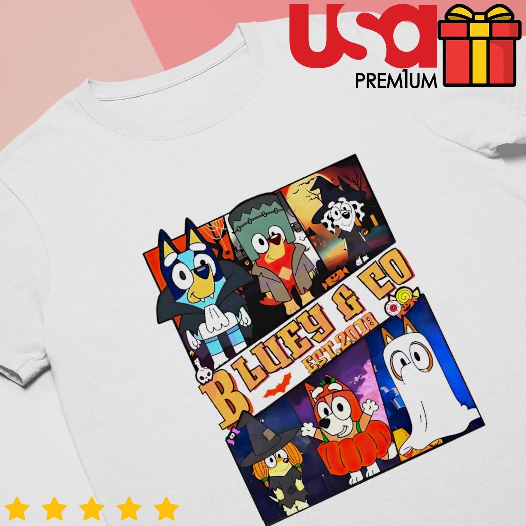 Bluey dog and friends Bluey co since 2018 halloween cute shirt