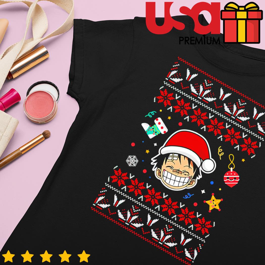 Luffy Cute Face Anime Christmas One Piece Shirt