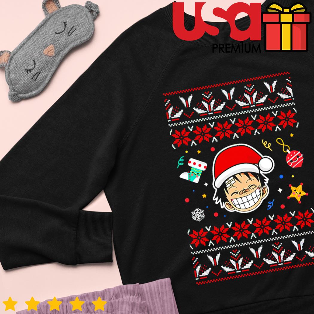 Luffy Cute Face Anime Christmas One Piece Shirt